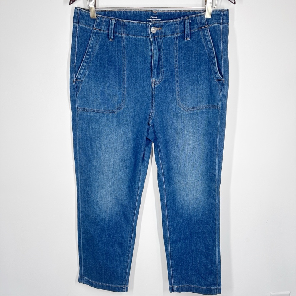 Chicos Crop Jeans Patch Pocket Size 10 Straight Leg 1.5 S8
